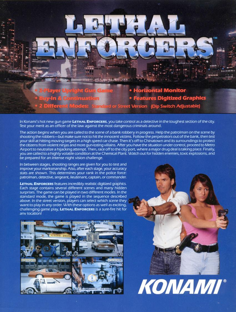 Illustration for article titled Lethal Enforcers Arcade Flyer